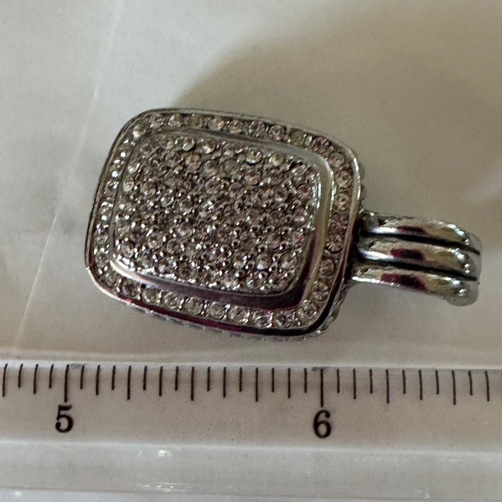 Silver Pave Square Rhinestone Pendant Enhancer - Picture 9 of 11